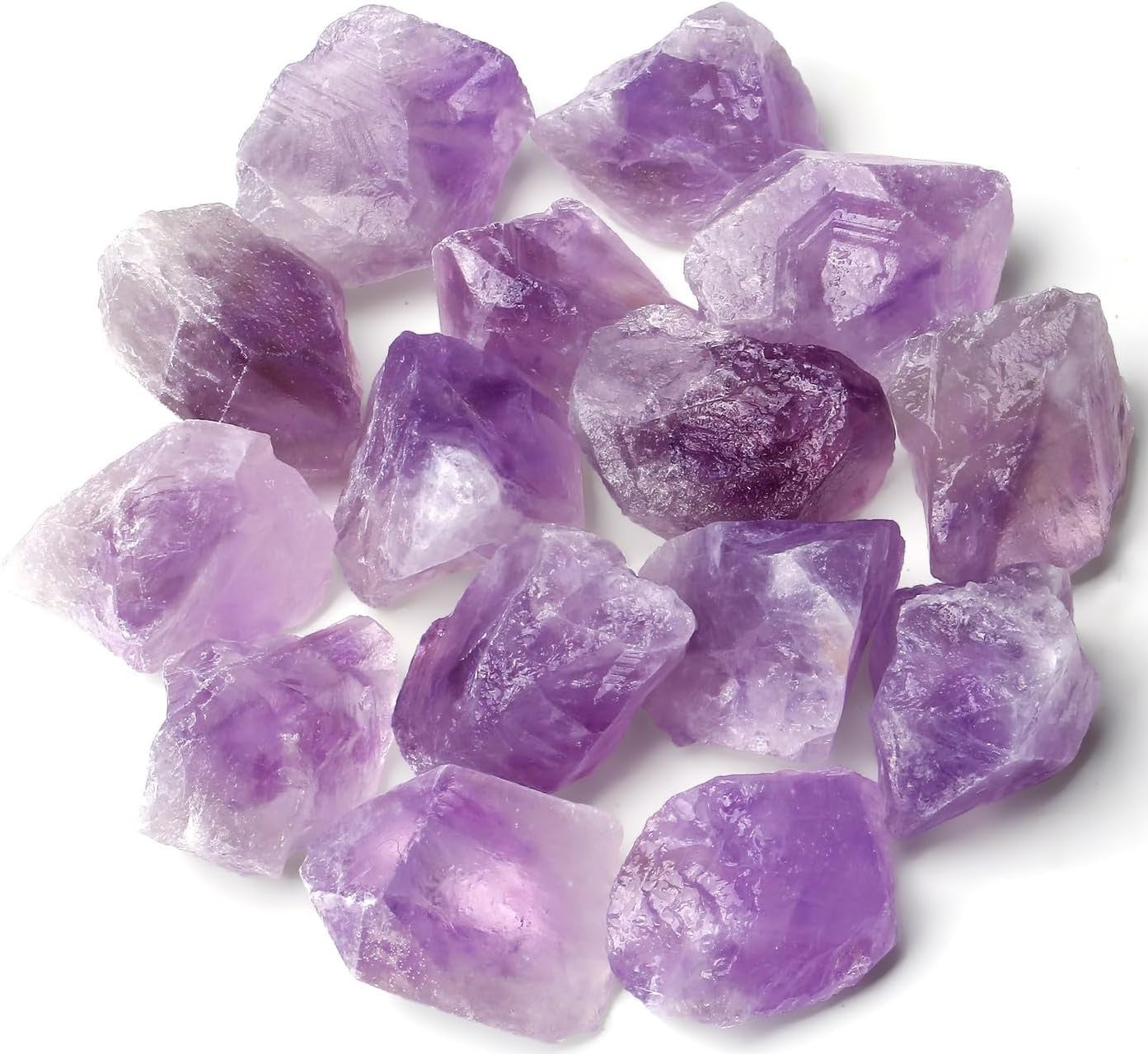 Bulk Light Amethyst Healing Crystals Large 1" Natural Raw Stones Crystal for Reiki Healing, Wicca, witchcraft, Tumbling, Cabbing, Fountain Rocks, Decoration, Polishing