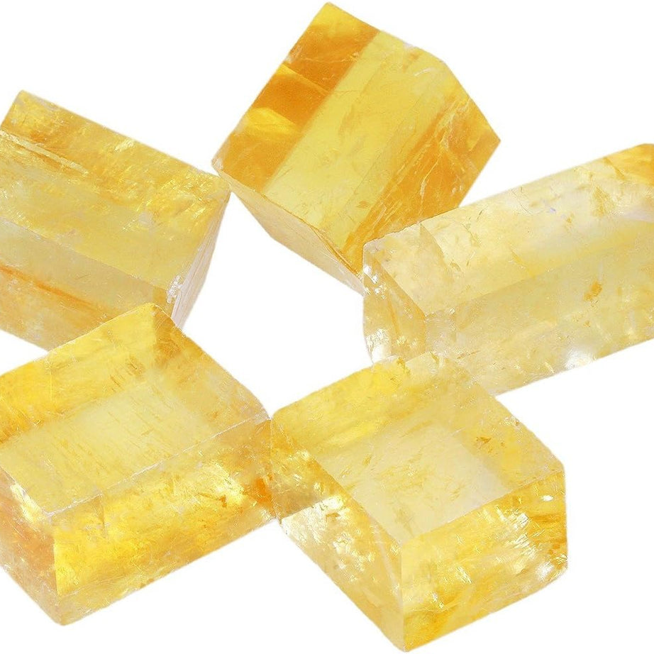 Bulk Rainbow Orange Optical Calcite Healing Crystals Large 1" Natural Raw Stones Crystal for Reiki Healing, Wicca, witchcraft, Tumbling, Cabbing, Fountain Rocks, Decoration, Polishing