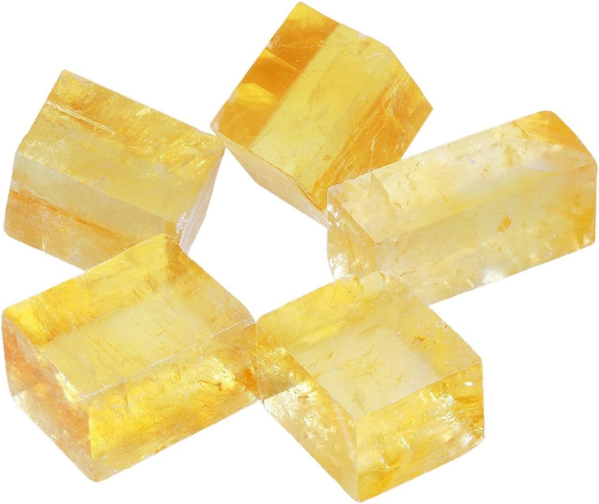 Bulk Rainbow Orange Optical Calcite Healing Crystals Large 1" Natural Raw Stones Crystal for Reiki Healing, Wicca, witchcraft, Tumbling, Cabbing, Fountain Rocks, Decoration, Polishing