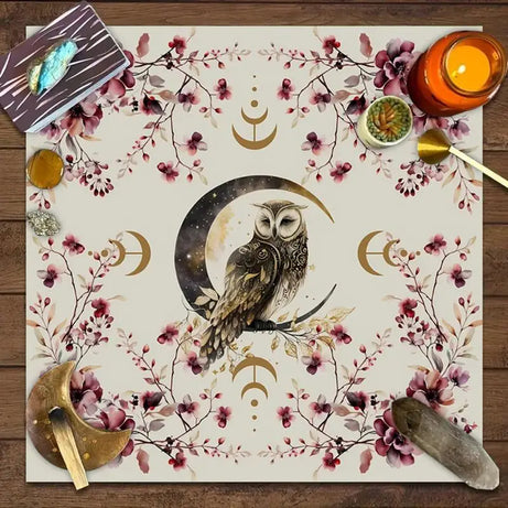 Tarot Tablecloth Moon Phase Flower AnimalAltar Cloth Pagan Clock Astrology Pendulum Divinations Oracle Card Mat Home