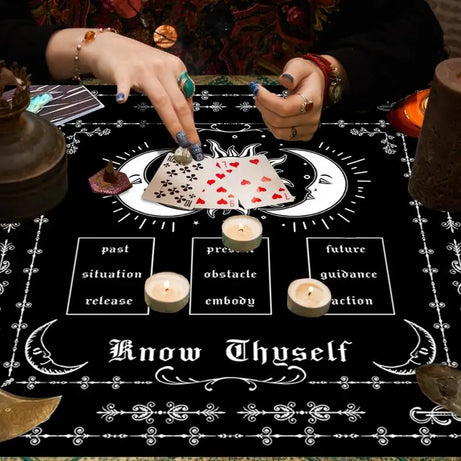 Square Tarot Table Cover Astrology Mat Tarot Card Pendulum Altar Cloth Rune Divinations Reading Cloth Psychic Tablecloth