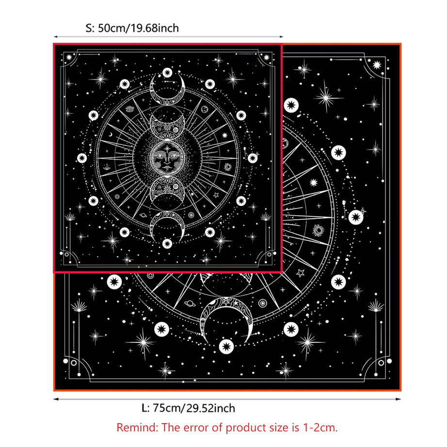 Bohemian Moon Phase Tarot Tablecloth Altar Cloth Divination Decoration Black Starry Sky Moon Witchcraft Tarot Card Table Cloth