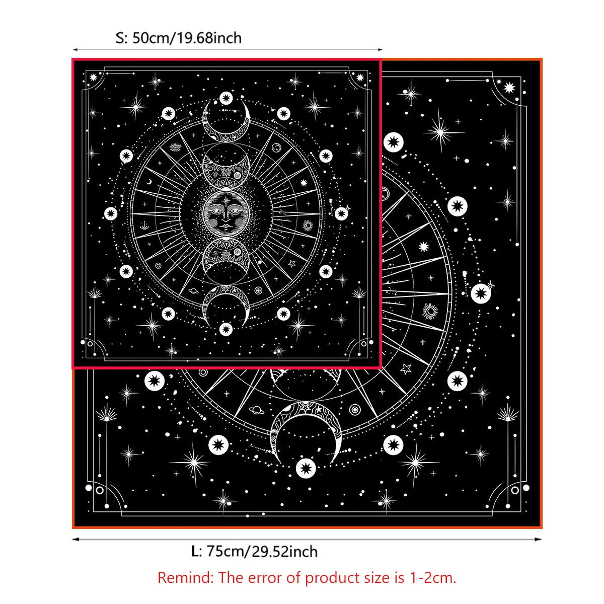Bohemian Moon Phase Tarot Tablecloth Altar Cloth Divination Decoration Black Starry Sky Moon Witchcraft Tarot Card Table Cloth