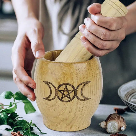 Wooden Mortar and Pestle Set Eco-Friendly, Durable, Enchanting Design