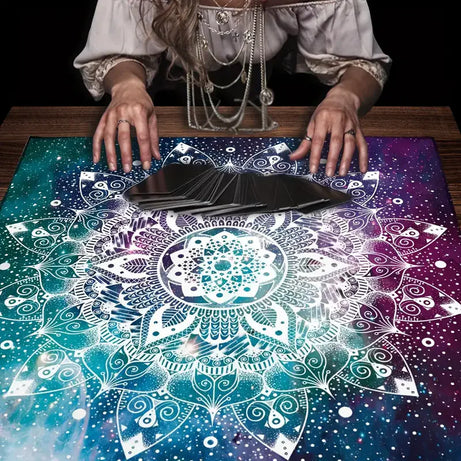 Blue Mandala Tarot Card Tablecloth flower life table cloth for tarot Mystical Starry Sky Wicca Altar Cloth Game Card Pad