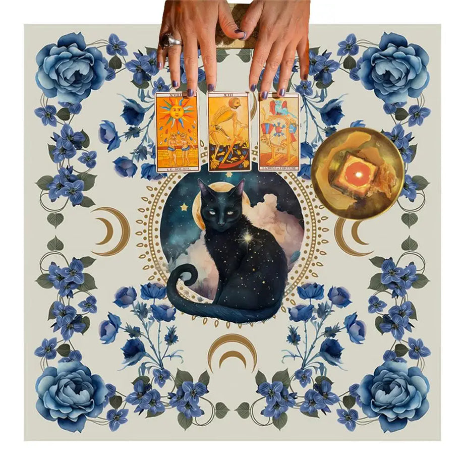 Tarot Tablecloth Moon Phase Flower AnimalAltar Cloth Pagan Clock Astrology Pendulum Divinations Oracle Card Mat Home