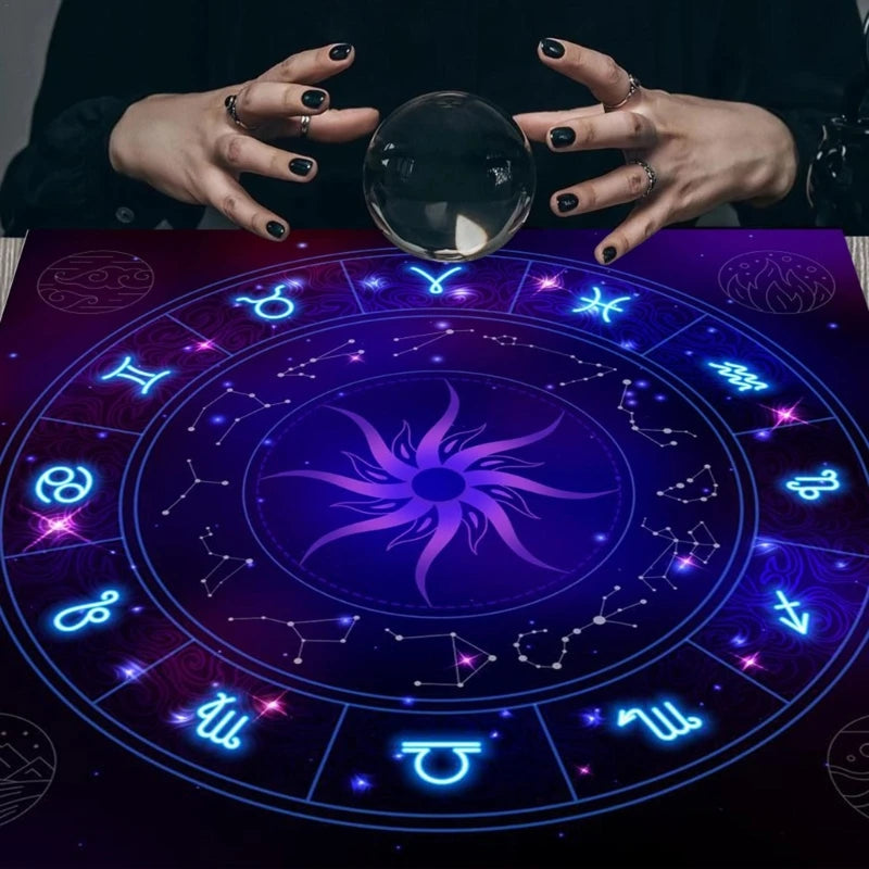Zodiac Constellation Tarot Tablecloth for Divination and Meditation