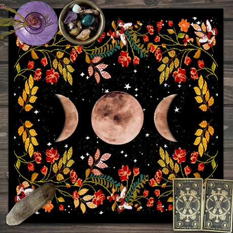 Moonlight Flower Tarot Tablecloth for Altar and Witchcraft