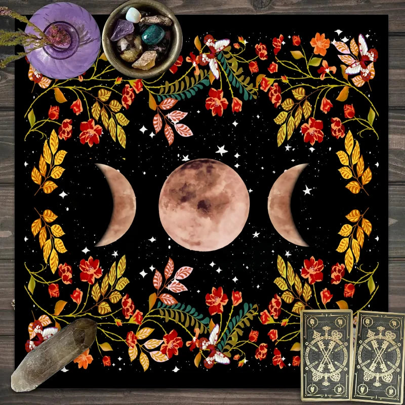 Moonlight Flower Tarot Tablecloth for Altar and Witchcraft