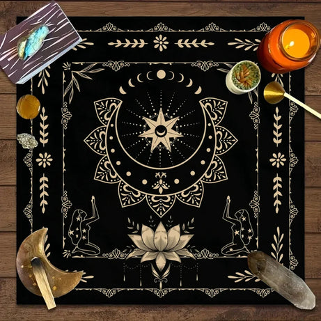 Tarot tablecloth with your power, snake shaped floral and plant print astrology tablecloth, altar decoration tablecloth