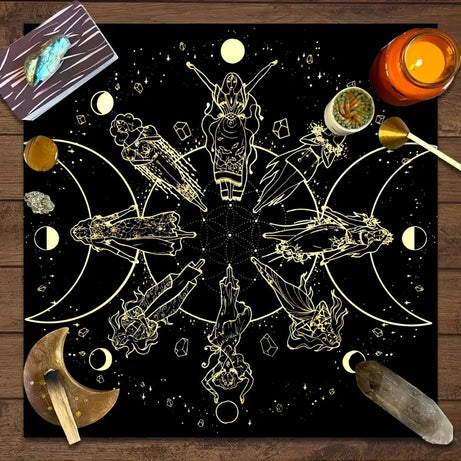 Tarot Tablecloth with 12 Constellations - Perfect for Divination, Party Decor, and Home Decor