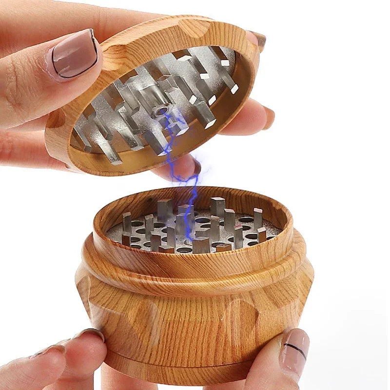 4-Layer Resin Wood Grain Herb Grinder Compact and Magnetic