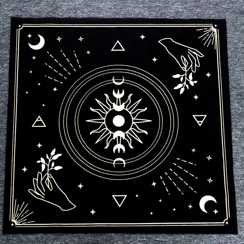 Black Tablecloths Tarot Clot Card Divination Halloween Tablecloth Black gold Fashion Decoration Alchemical Sigil Altar Astrology