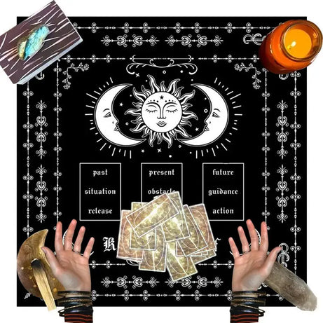Square Tarot Table Cover Astrology Mat Tarot Card Pendulum Altar Cloth Rune Divinations Reading Cloth Psychic Tablecloth