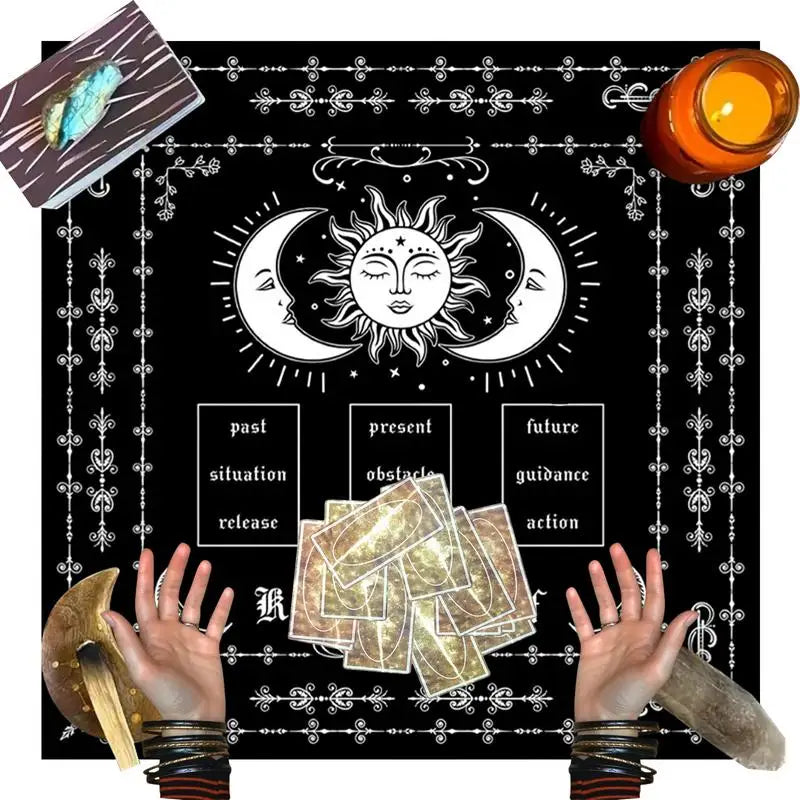 Square Tarot Table Cover Astrology Mat Tarot Card Pendulum Altar Cloth Rune Divinations Reading Cloth Psychic Tablecloth