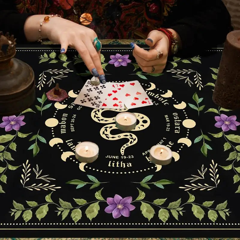 Square Tarot Table Cover Astrology Mat Tarot Card Pendulum Altar Cloth Rune Divinations Reading Cloth Psychic Tablecloth