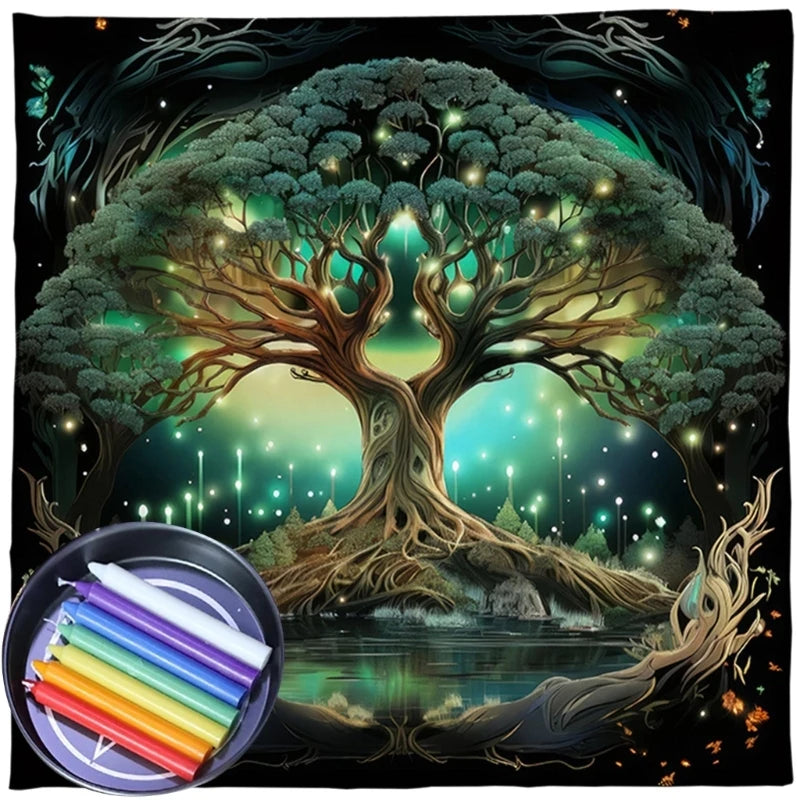 Trees Of Life Altars Cloth Tarots Cards Tablecloth Divinations Cards Table Cloth Square Tapestry Witchcrafts Supply