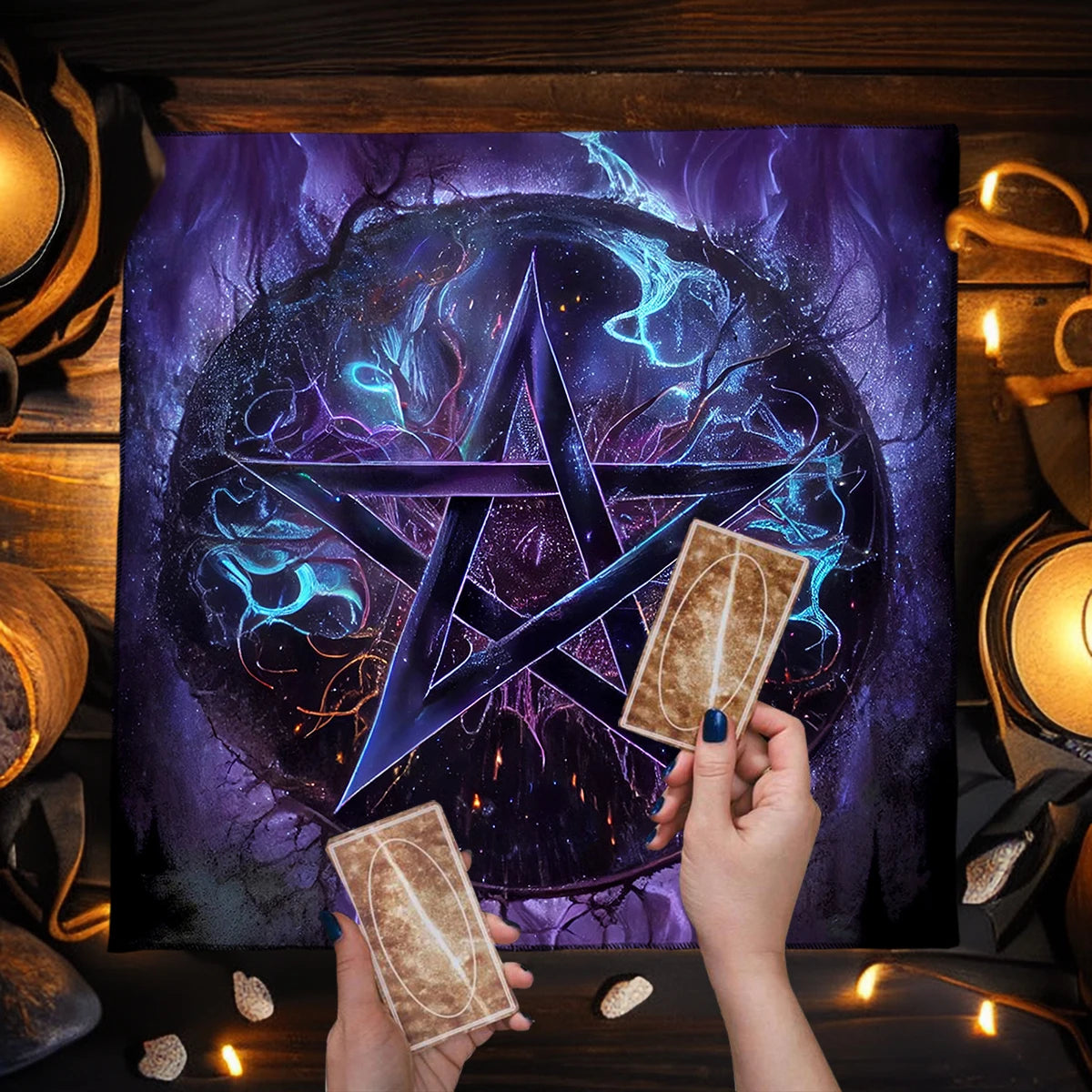 Star Pattern Tarot Tablecloth for Party Decoration Tarot Witch Altar Cloth Pagan Table Cloth Astrology Table Cover for Card Game