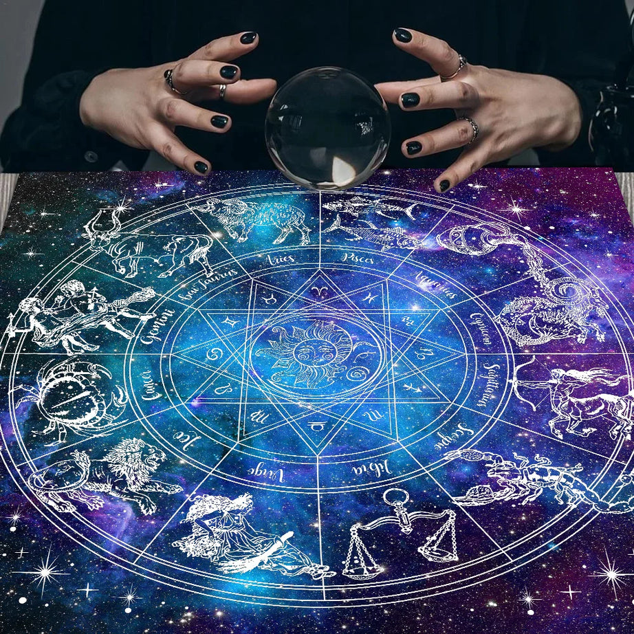 Zodiac Wheel Tarot Tablecloth for Readings and Sacred Space