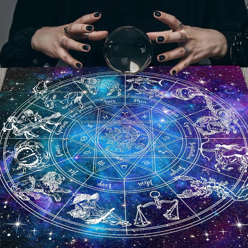 Zodiac Wheel Tarot Tablecloth for Readings and Sacred Space