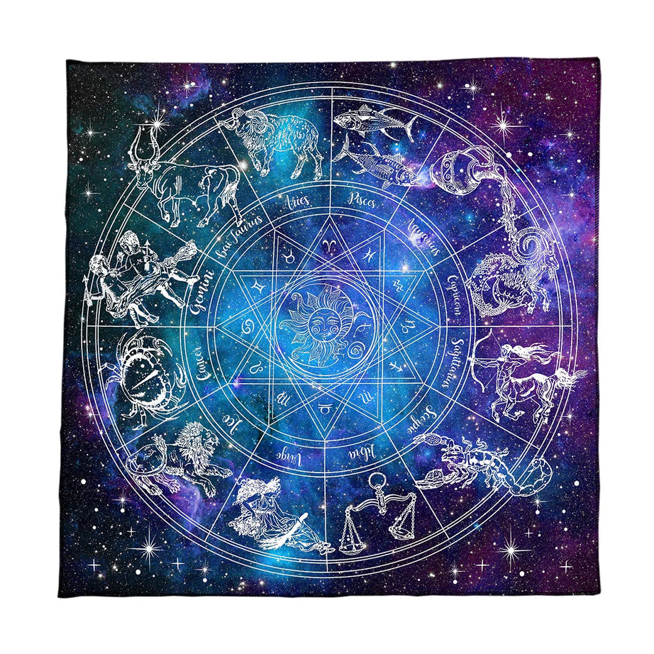 Zodiac Wheel Tarot Tablecloth for Readings and Sacred Space
