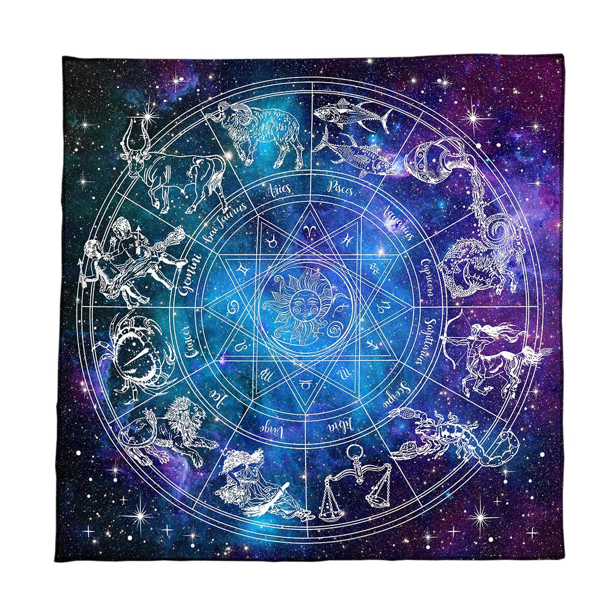 Zodiac Wheel Tarot Tablecloth for Readings and Sacred Space