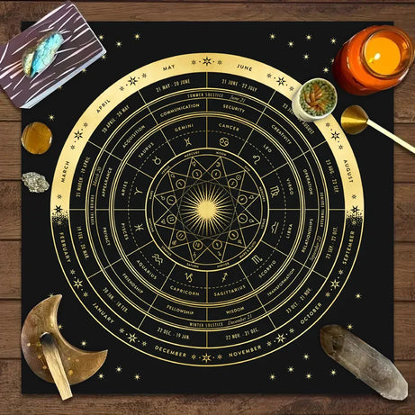 Tarot Tablecloth with 12 Constellations - Perfect for Divination, Party Decor, and Home Decor