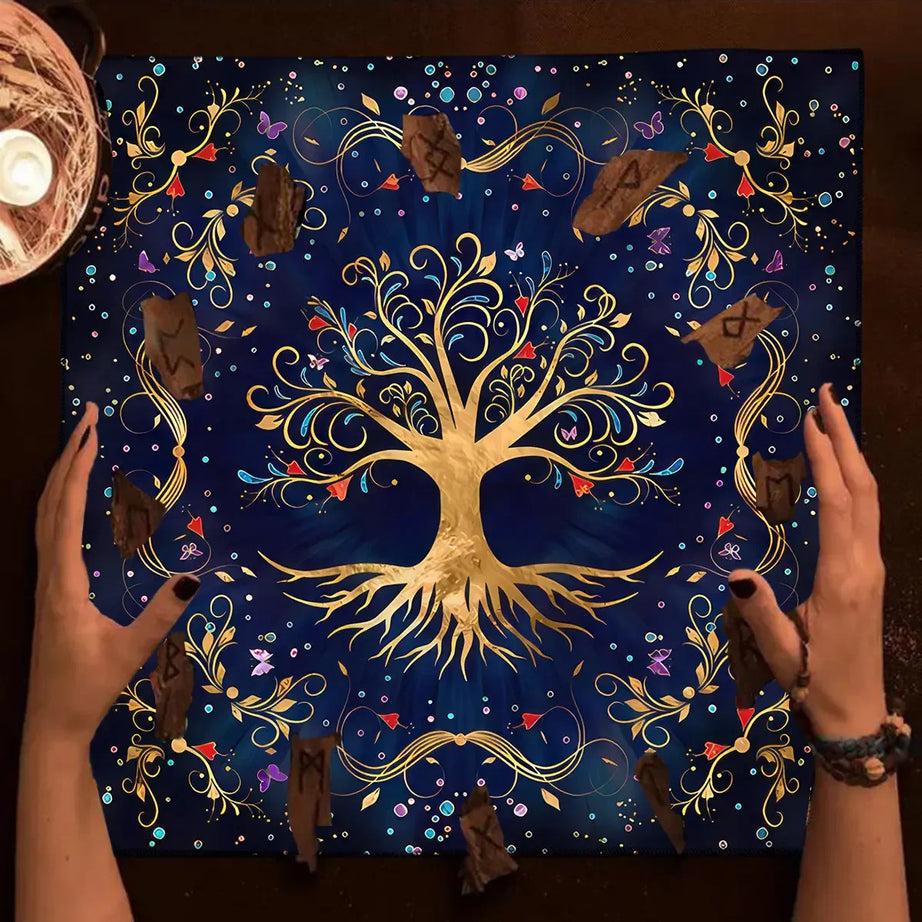 Colorful Tree Of Life Tarot Card Tablecloth Altar Cloth Pagan Pendulum Witchcraft Astrology Oracle Card Pad Divination Tools