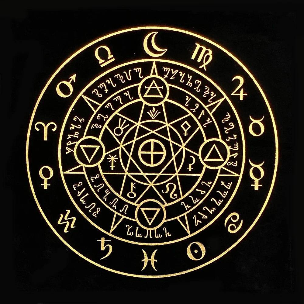 Black Tablecloths Tarot Clot Card Divination Halloween Tablecloth Black gold Fashion Decoration Alchemical Sigil Altar Astrology