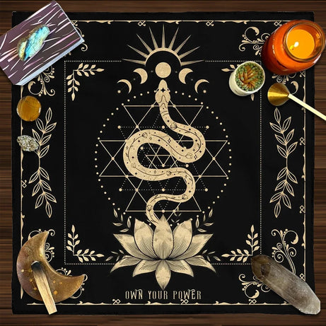 Own Your Power Altar Cloth moon phase snake Tarot Cloth for Spread Tarot Reading Cloth Tarot Spread Cloth Witch Wiccan homeDecor