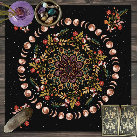 Moonlight Flower Tarot Tablecloth for Altar and Witchcraft