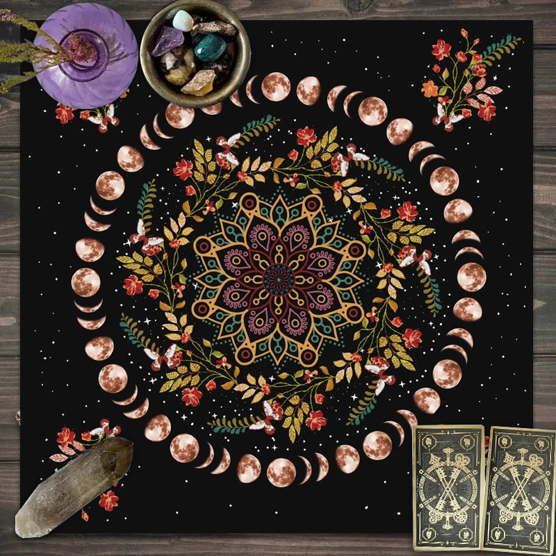 Moonlight Flower Tarot Tablecloth for Altar and Witchcraft