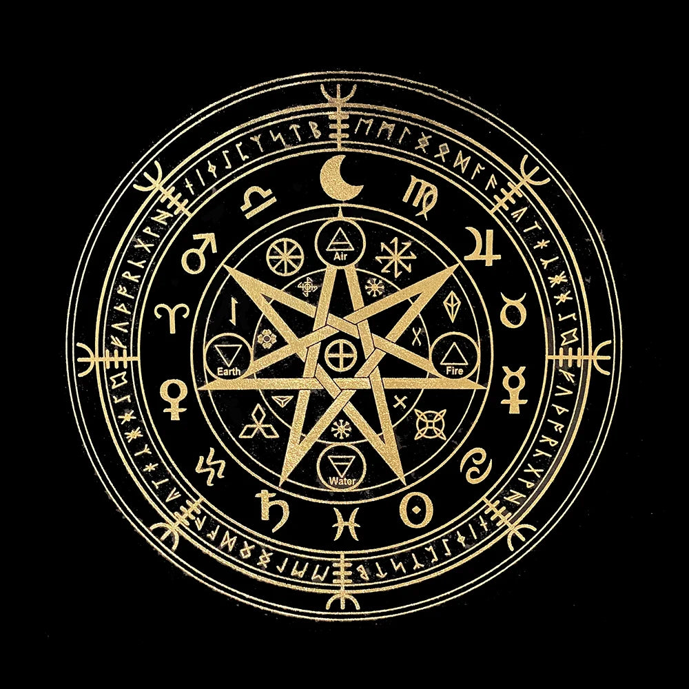 Black Tablecloths Tarot Clot Card Divination Halloween Tablecloth Black gold Fashion Decoration Alchemical Sigil Altar Astrology