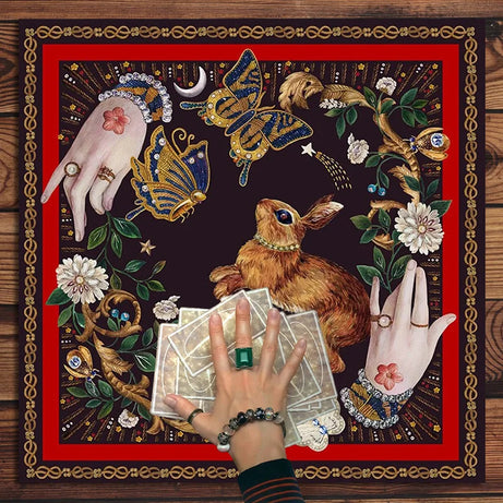 Tarot Reading Tarot Mat Decor Bunny Butterfly Flower Moonflower Altar Cloth Tablecloth Witch Tarot Spreading Cloth Home Decor