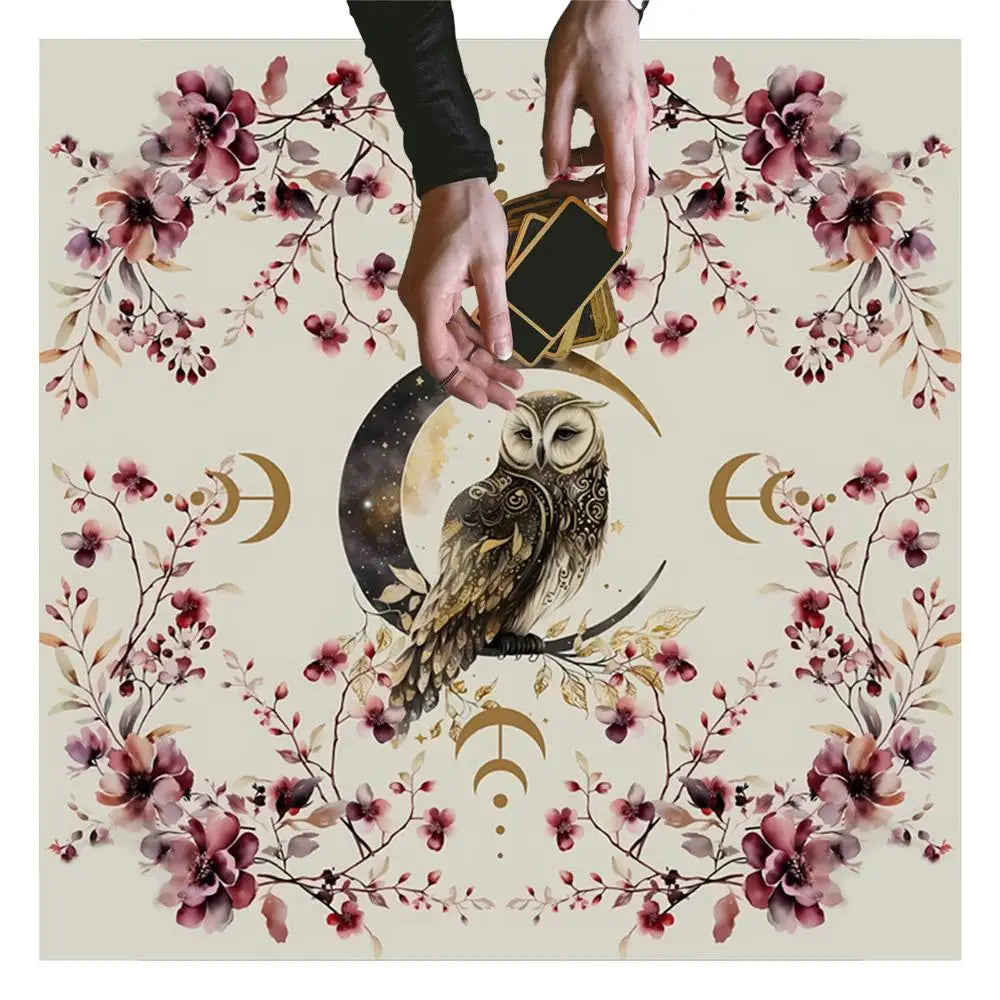Tarot Tablecloth Moon Phase Flower AnimalAltar Cloth Pagan Clock Astrology Pendulum Divinations Oracle Card Mat Home