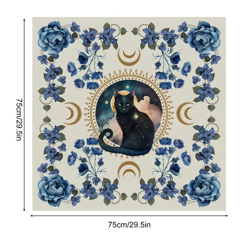 Tarot Tablecloth Moon Phase Flower AnimalAltar Cloth Pagan Clock Astrology Pendulum Divinations Oracle Card Mat Home