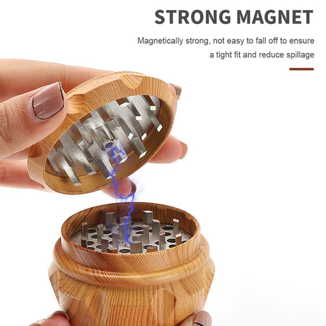 4-Layer Resin Wood Grain Herb Grinder Compact and Magnetic