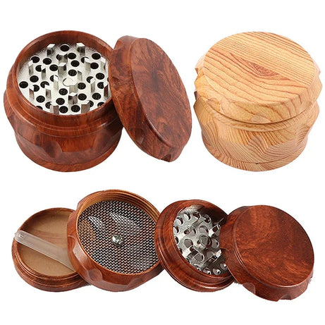 4-Layer Resin Wood Grain Herb Grinder Compact and Magnetic