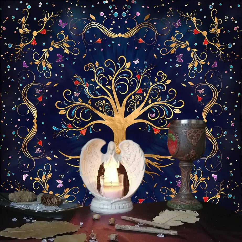 Colorful Tree Of Life Tarot Card Tablecloth Altar Cloth Pagan Pendulum Witchcraft Astrology Oracle Card Pad Divination Tools