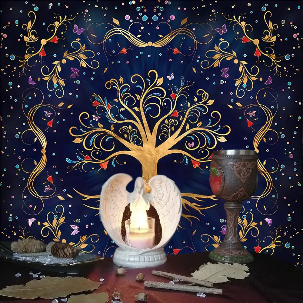 Colorful Tree Of Life Tarot Card Tablecloth Altar Cloth Pagan Pendulum Witchcraft Astrology Oracle Card Pad Divination Tools