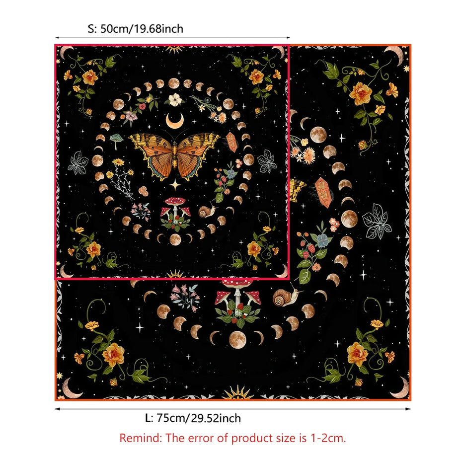 Moon Phase Butterfly Tarot Tablecloth Botanical Celestial Altar Cloth  Tarot Mat Tapestry Wall Hanging Tarot Spread Cover Witch