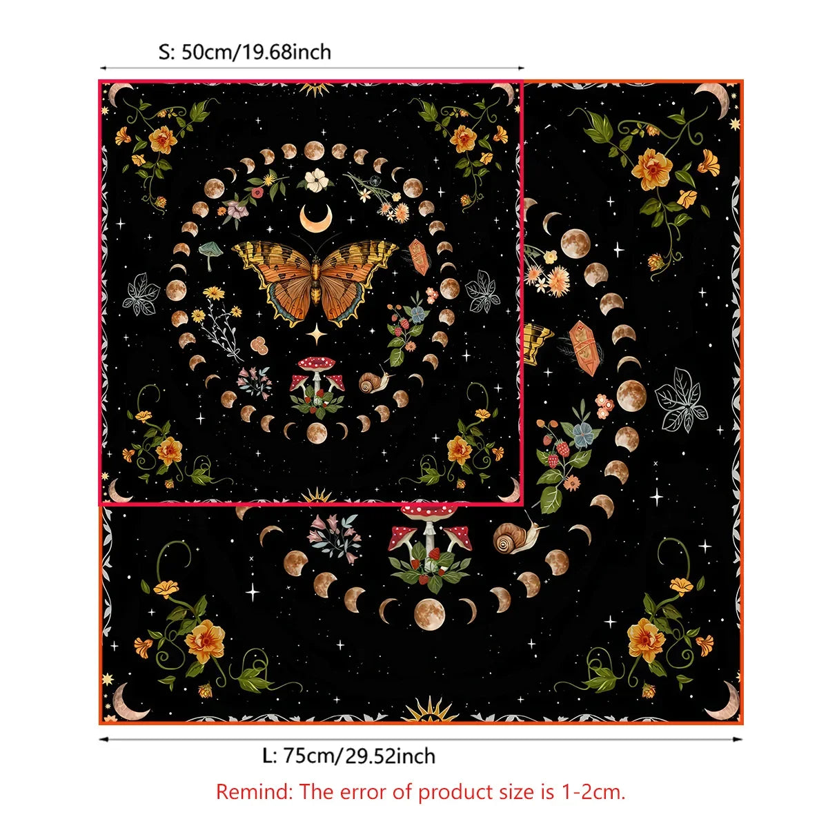Moon Phase Butterfly Tarot Tablecloth Botanical Celestial Altar Cloth  Tarot Mat Tapestry Wall Hanging Tarot Spread Cover Witch
