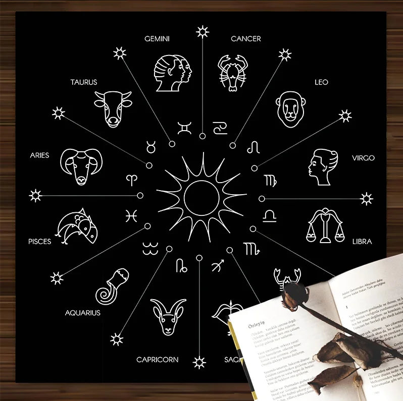 Home Decor Zodiac Tarot Tablecloth Altar Cloth Pagan Clock Pendulum Witchcraft Astrology Oracle Card Mat Good For Gifts