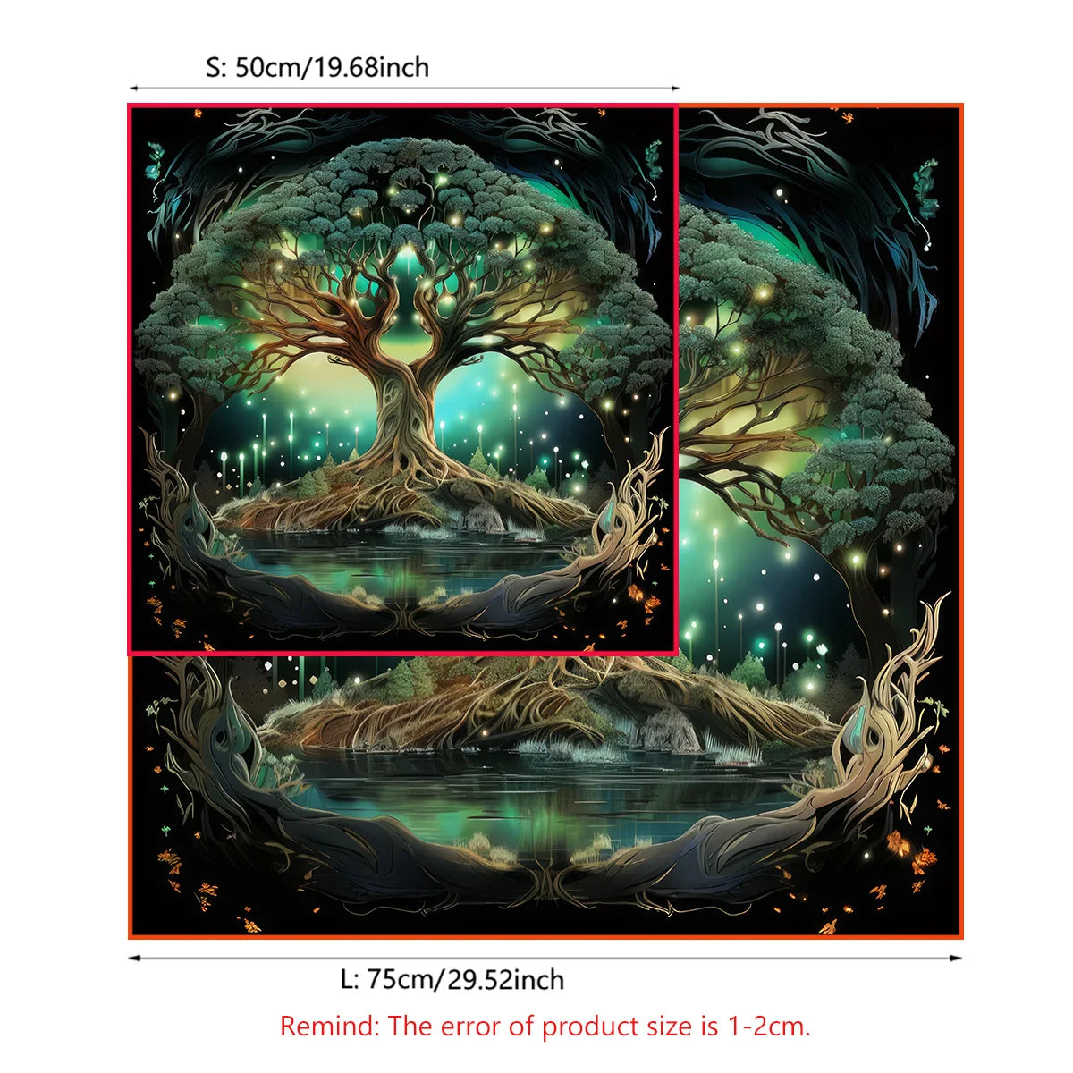 Mysterious Green Tree of Life Tarot Card Tablecloth Wicca Altar Cloth Fantastic Life Tree Tablecloth for Tarot Oracle Card Pad