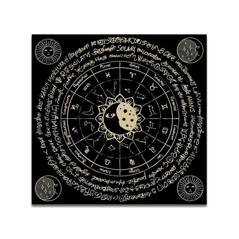 Altar Cloth Crystal Pendulum Crescent Moon Astrology Artifact Card Pad Aura Pentagram Tarot  Tablecloth
