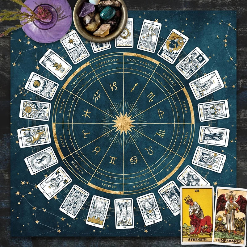 Zodiac Astrology  Chart Spread Tarot Reading  Table Cloth Witches Quarters Decor Altar