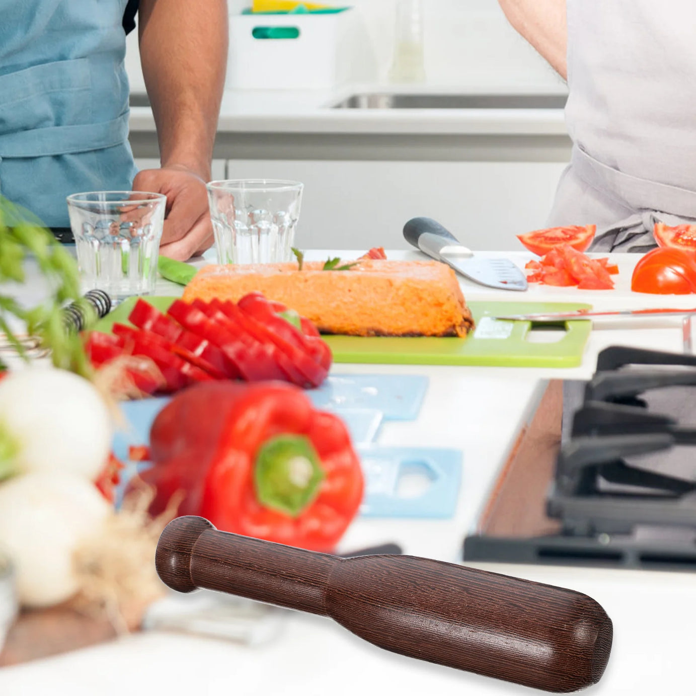 Pedestal Stick Mortero Garlic Press Spice Wood Pestle Bar Crusher