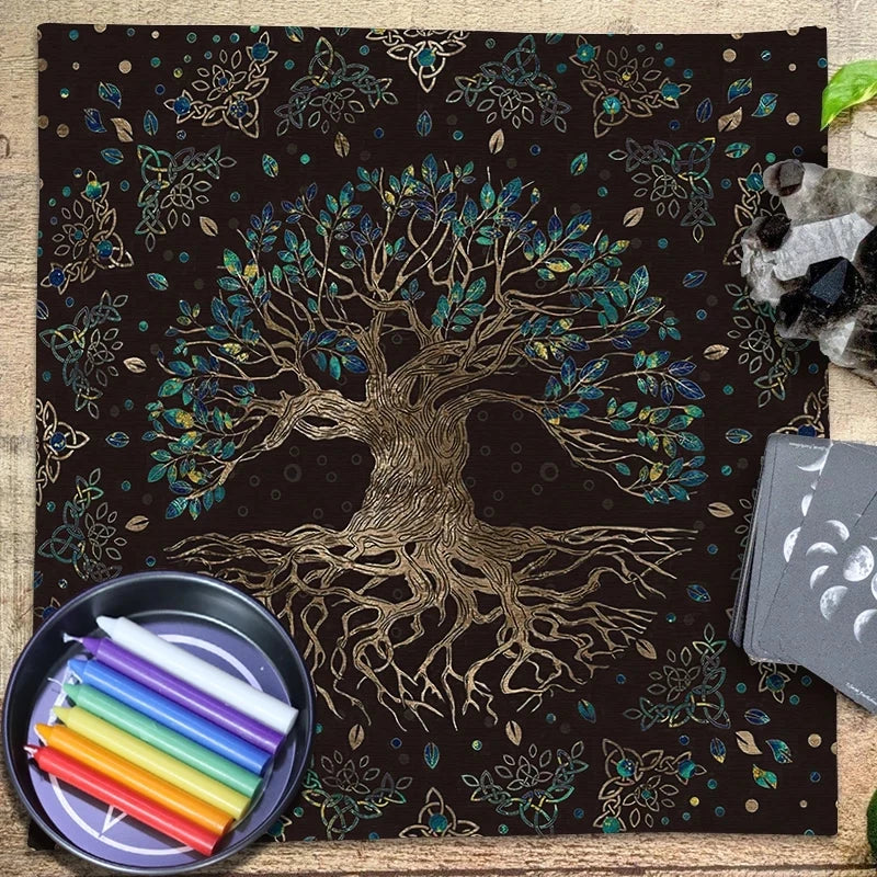 Tree of Life Tarot Tablecloth Altar Cloth Pagan Spiritual Pendulum Witchcraft Astrology Oracle Cards Pads for Room Home Decor