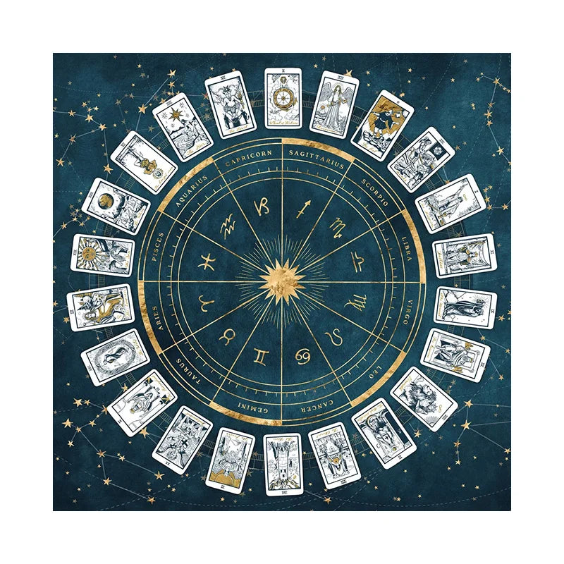 Zodiac Astrology  Chart Spread Tarot Reading  Table Cloth Witches Quarters Decor Altar
