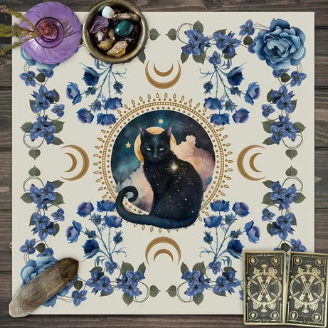 Tarot Tablecloth Moon Phase Flower AnimalAltar Cloth Pagan Clock Astrology Pendulum Divinations Oracle Card Mat Home